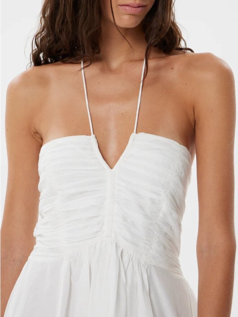 Strapless White to Tan Ombre Halter Maxi Dress